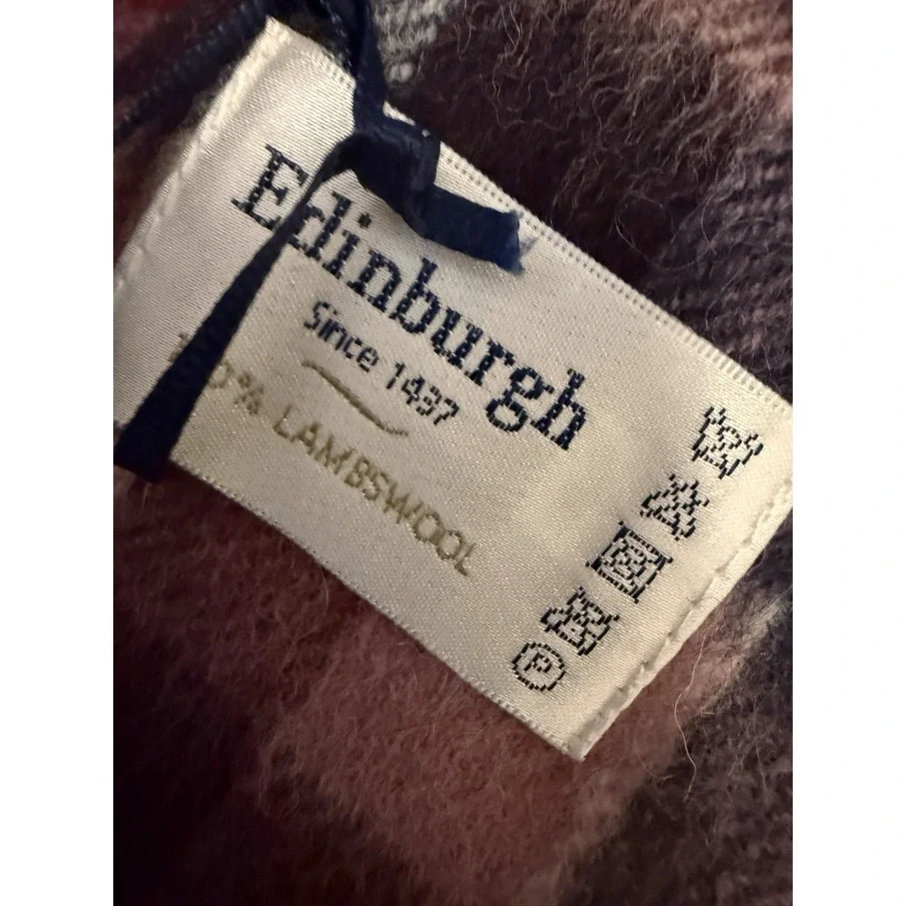 Edinburgh Woolen Mill Scarf Lambswool Macdonald Purple Plaid‎ Wool Scotland NWT
